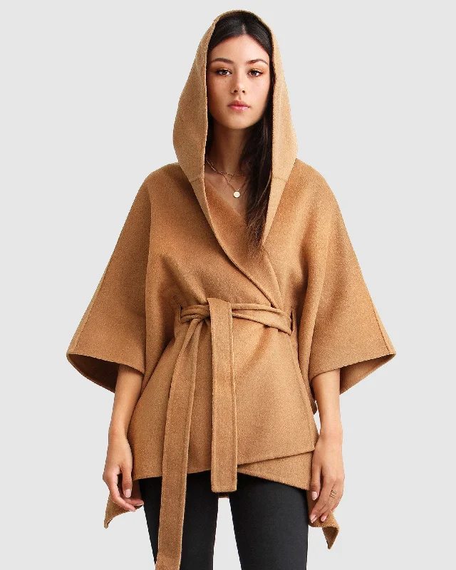 Stylish Women's Garments For Holidays Jackson Landing Wool Blend Cape Coat - Dark Camel