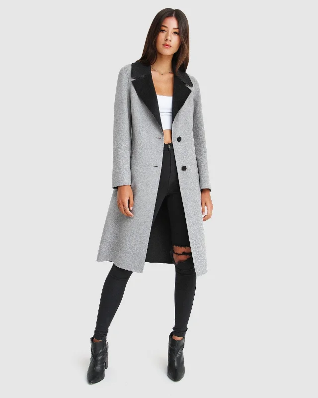 Women's Layered Outfit Lexington Two-Tone Wool Blend Coat - Grey