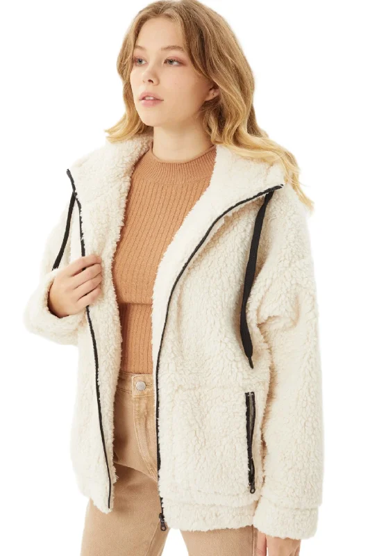 Women's Formal Apparel Love Tree Sherpa Brushed Zip-Up Hoodie 8175JY