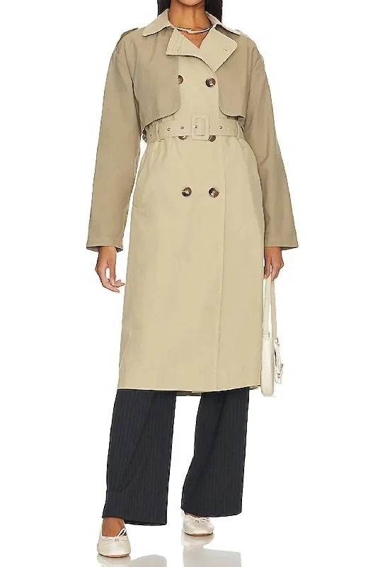 Women's Athletic Garments Lucena Trench Coat In Khaki