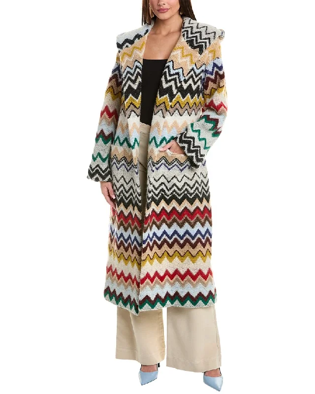 Clothes Woman M Missoni Long Mixed Wool & Alpaca-Blend Coat