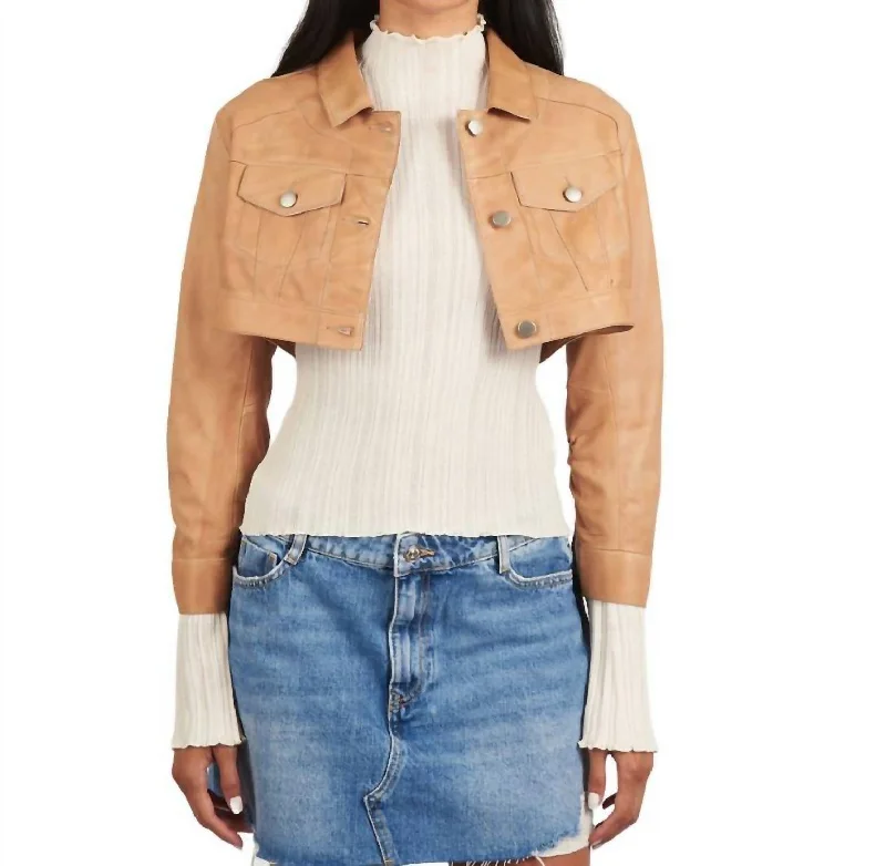 Classic Women's Fashion Mara Patina Leather Jacket In Au Lait