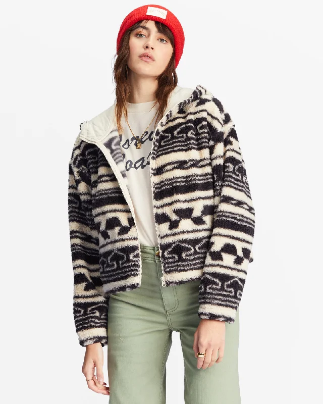 Modern Women's Wardrobe Essentials Marlowe Fleece Zip-Up Hooded Jacket - Off Black 1