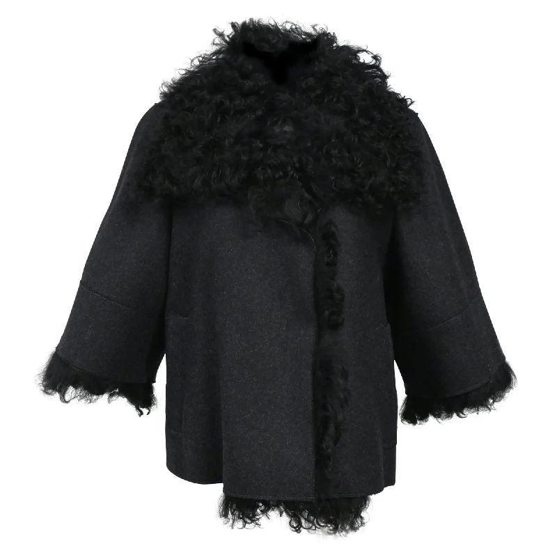 Clothing For Women Marni Shearling Fur-Lined Jacket in Black Wool