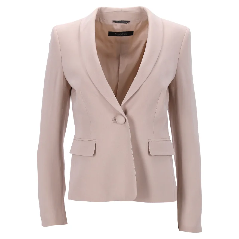 Online Boutique Stores Max Mara Single-Breasted Blazer in Cream Beige Wool