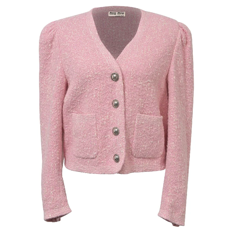 Women's Functional Apparel For Outdoor Activities Miu Miu Tweed Jacket in Pink Wool