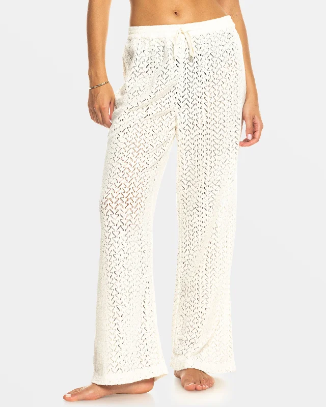 Holiday Gift Guide Sale Mood Moving Crochet Beachy Pants - Egret