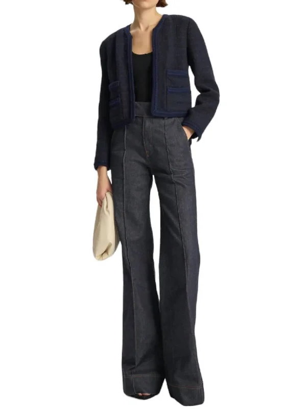 Stylish Women's Apparel Ollie Cropped Tweed Jacket In Maritime Navy