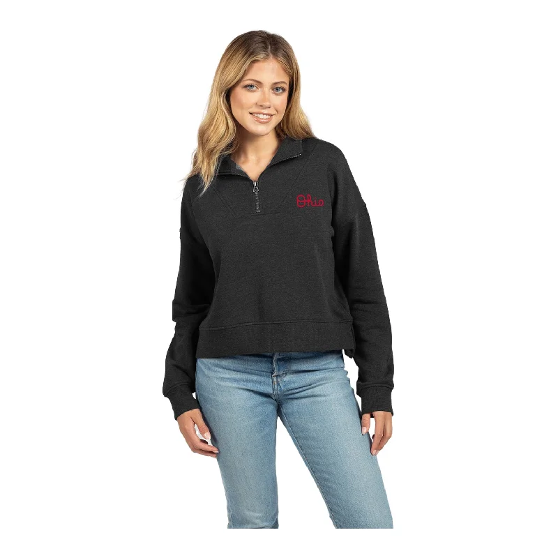 Clothing For Women Ladies Ohio State Buckeyes Halftime Black 1/4 Zip Jacket