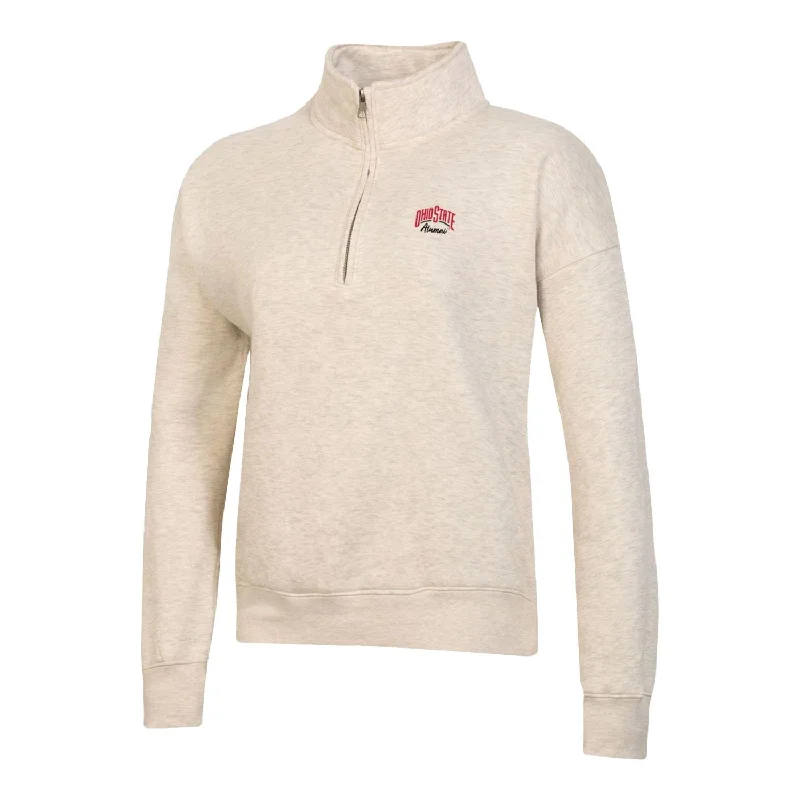 Online Clothing Boutiques Ladies Ohio State Buckeyes Alumni Big Cotton Oatmeal Heather 1/4 Zip Jacket