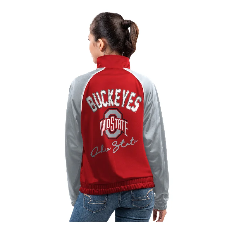 Women Fashion Ladies Ohio State Buckeyes Dolman Fashion Scarlet/Gray Full Zip Track Jacket