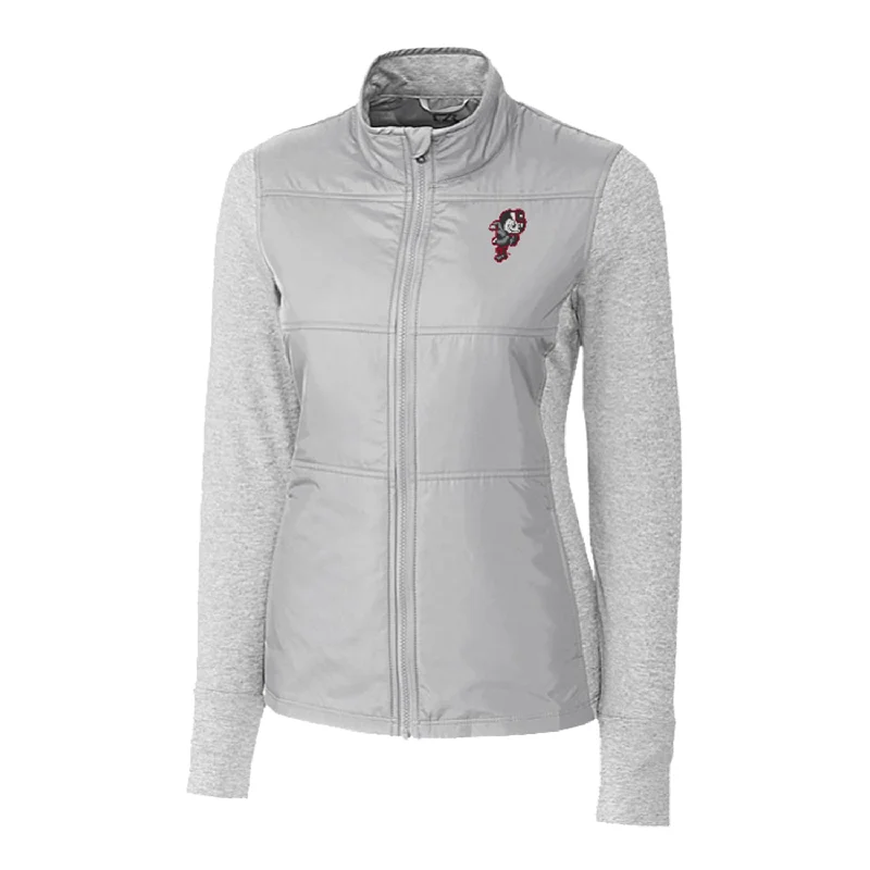 Outfits For Women Ladies Ohio State Buckeyes Cutter & Buck Stealth Hybrid Quilted Gray Full Zip Jacket