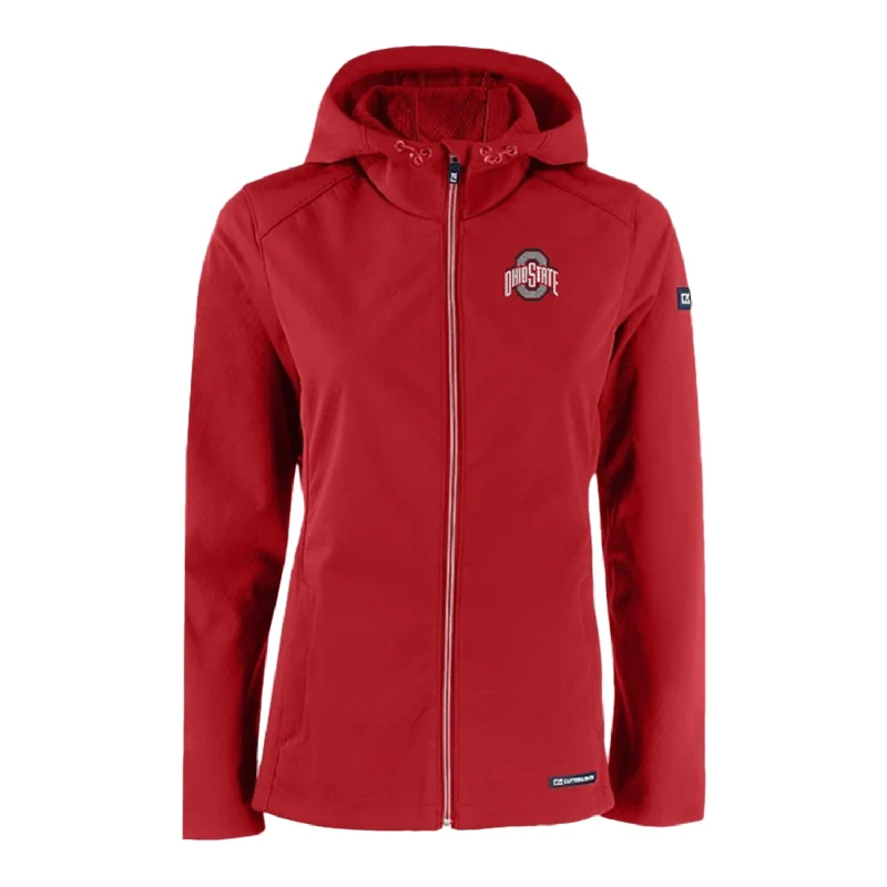 Clothes For Woman Ladies Ohio State Buckeyes Cutter & Buck Eco Softshell Scarlet Full Zip Jacket