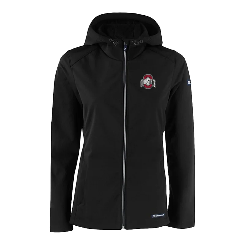 Clothes For Women Ladies Ohio State Buckeyes Cutter & Buck Eco Softshell Full Zip Black Jacket