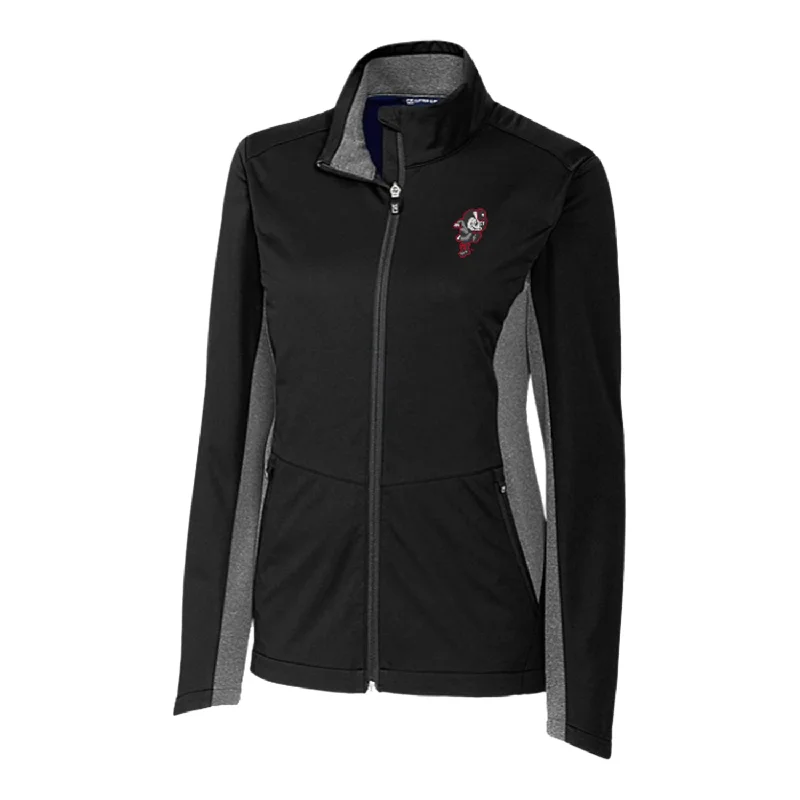 Fashion Women's Clothing Ladies Ohio State Buckeyes Cutter & Buck Navigate Softshell Black Full Zip Jacket