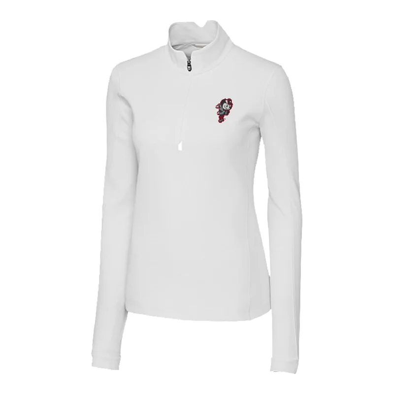 Best Online Boutiques For Women Ladies Ohio State Buckeyes Cutter & Buck Traverse Stretch White 1/4 Zip Jacket