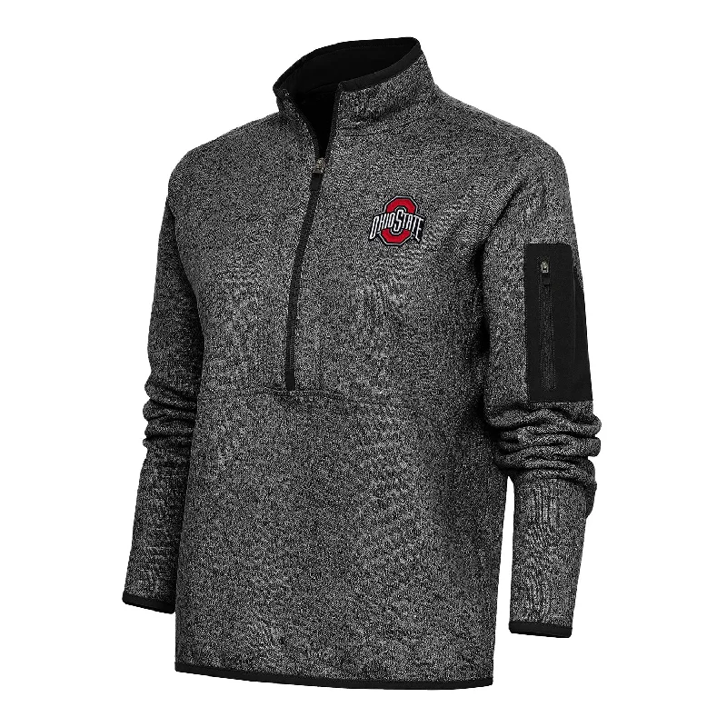 Women's Online Boutique Ladies Ohio State Buckeyes 1/2 Zip Fortune Heather Black Pullover Jacket Women's Online Boutique Ladies Ohio State Buckeyes 1/2 Zip Fortune Heather Black Pullover Jacket