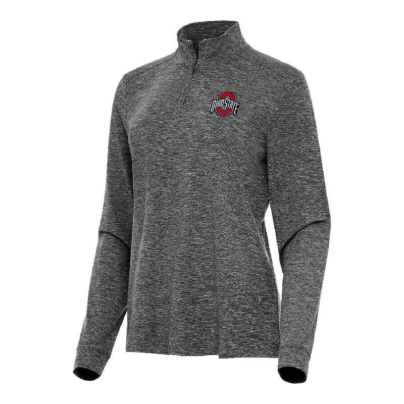 Holiday Special Offers Ladies Ohio State Buckeyes 1/4 Zip Mock Heather Black Jacket