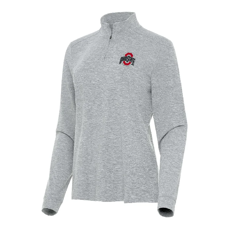 Clearance Sale Ladies Ohio State Buckeyes 1/4 Zip Mock Heather Gray Jacket