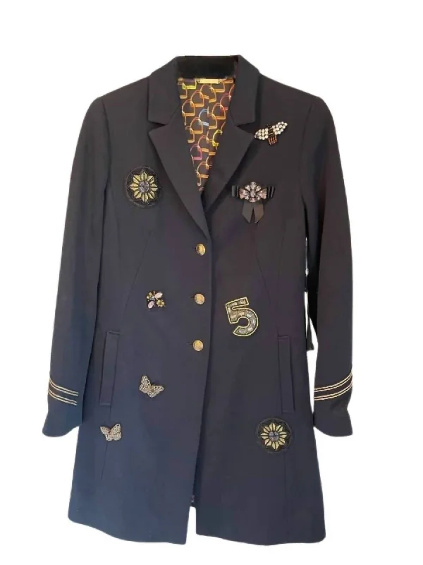 Fashion-forward Women's Wear Patchwork Jacket In Navy