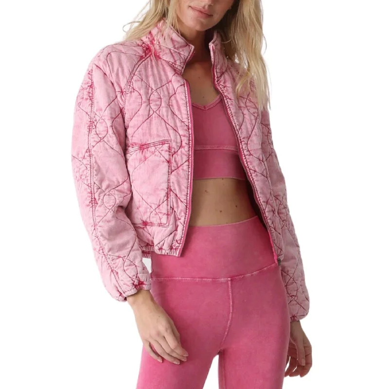 Women's Clothing Quilted Jacket In Acid Magenta