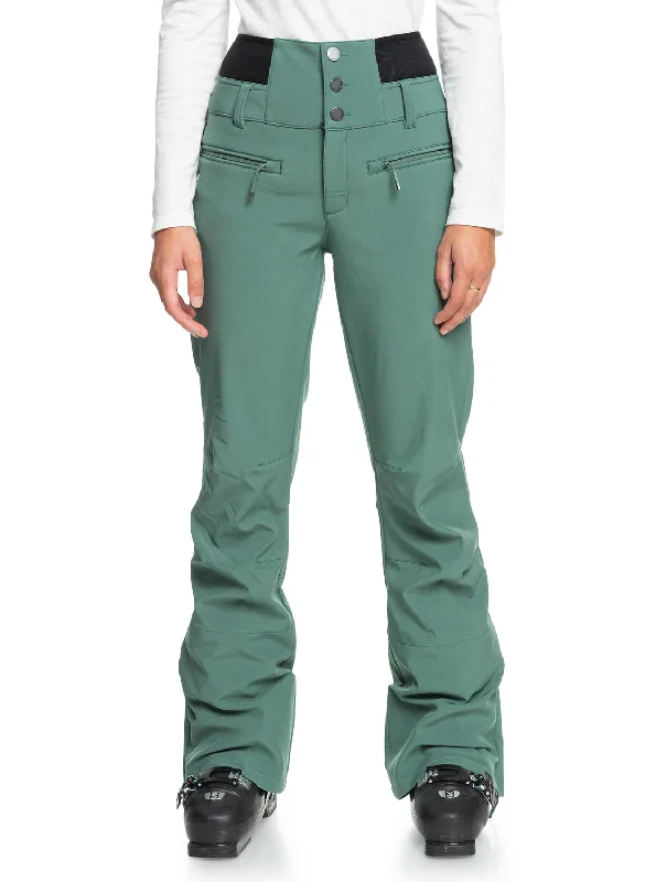 Women's Formal Clothes Rising High Technical Snow Pants - Dark Forest