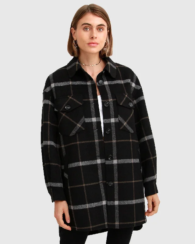 Comfortable Outfit For Women River’s Edge Plaid Shacket - Black Plaid