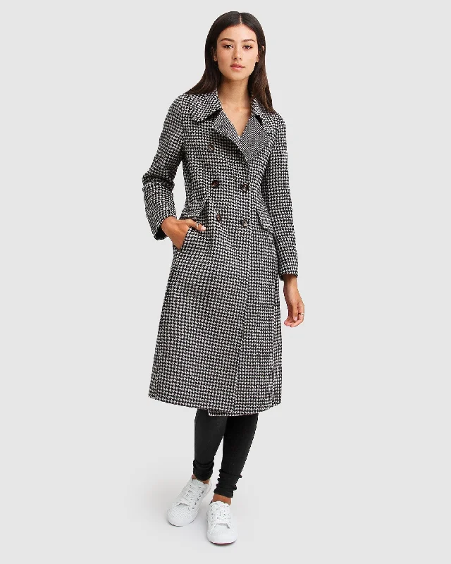 Luxury Women's Clothing Save My Love Wool Coat - Black & White Check