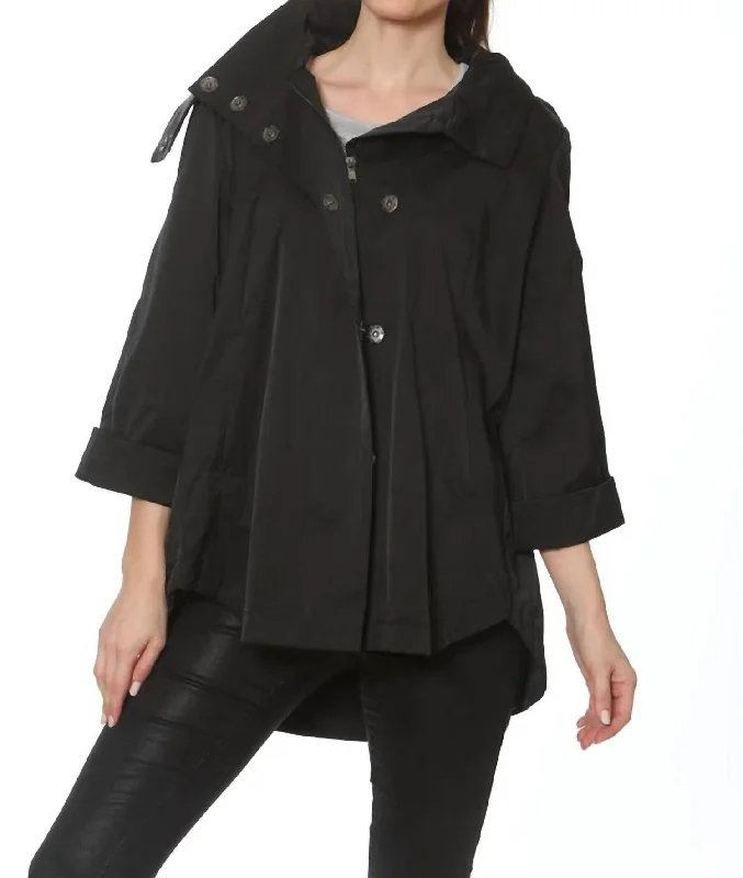 Casual Chic Clothing Savina Rain Jacket In Black