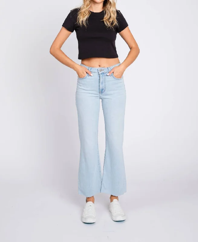 Fashion Forward Sicily Crop Flare Jeans In Light Blue