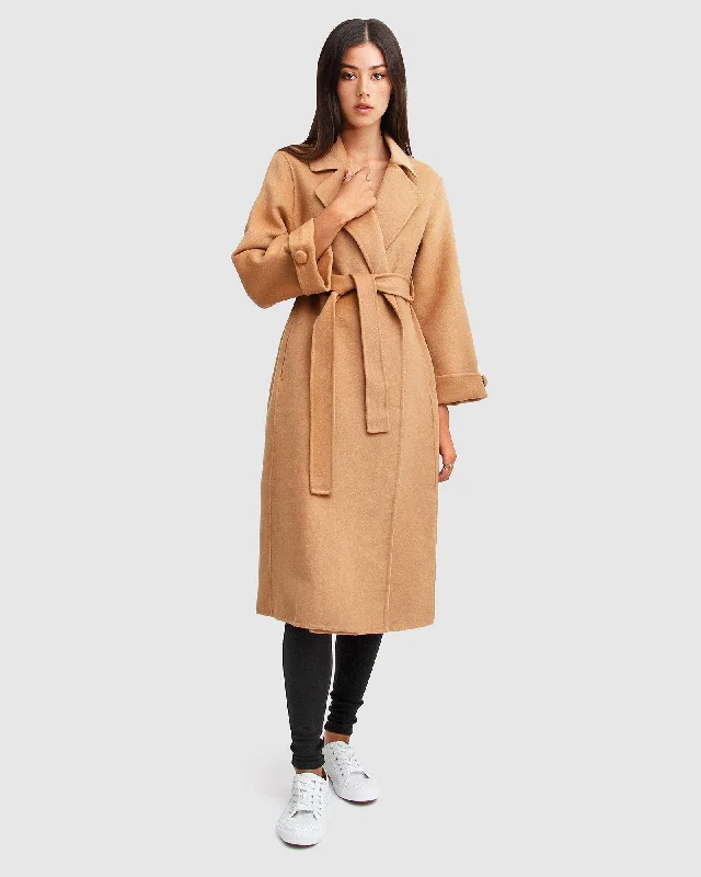 Luxury Women's Fashion Stay Wild Oversized Wool Coat - Camel