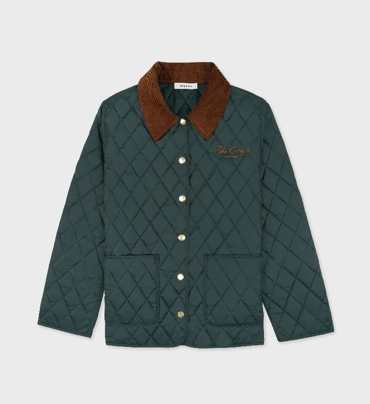 Women's Sports Apparel The Carlyle Script Nylon Quilted Jacket - Forest/Tan