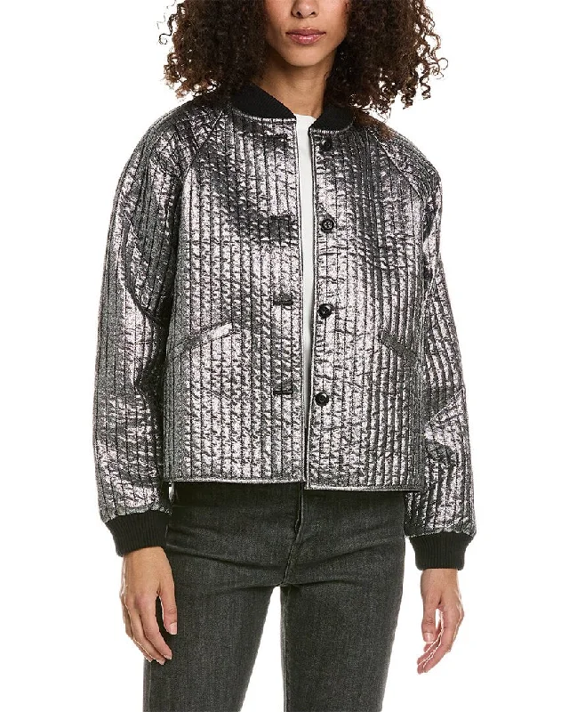 Women's Active Garments For Workouts THE GREAT The Metallic Bomber Jacket