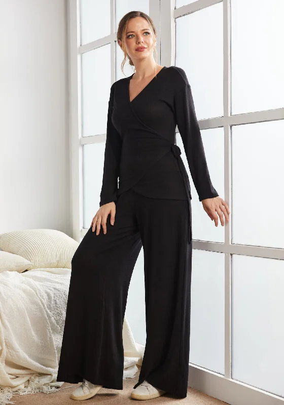 Women's Elegant Apparel UltraEase Wide Leg Lounge Pant (Black)