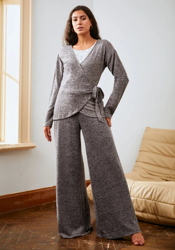 Women's Cozy Winter Attire UltraEase Wide Leg Lounge Pant (Charcoal)