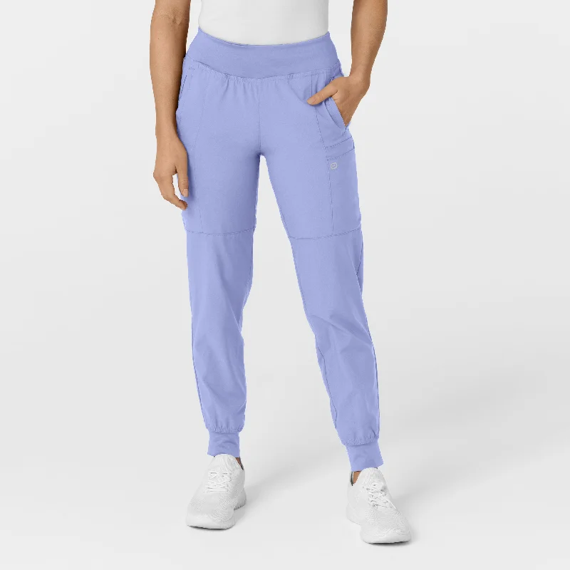 Day To Night Styles W123 Women's Comfort Waist Cargo Jogger Scrub Pant - Ceil Blue