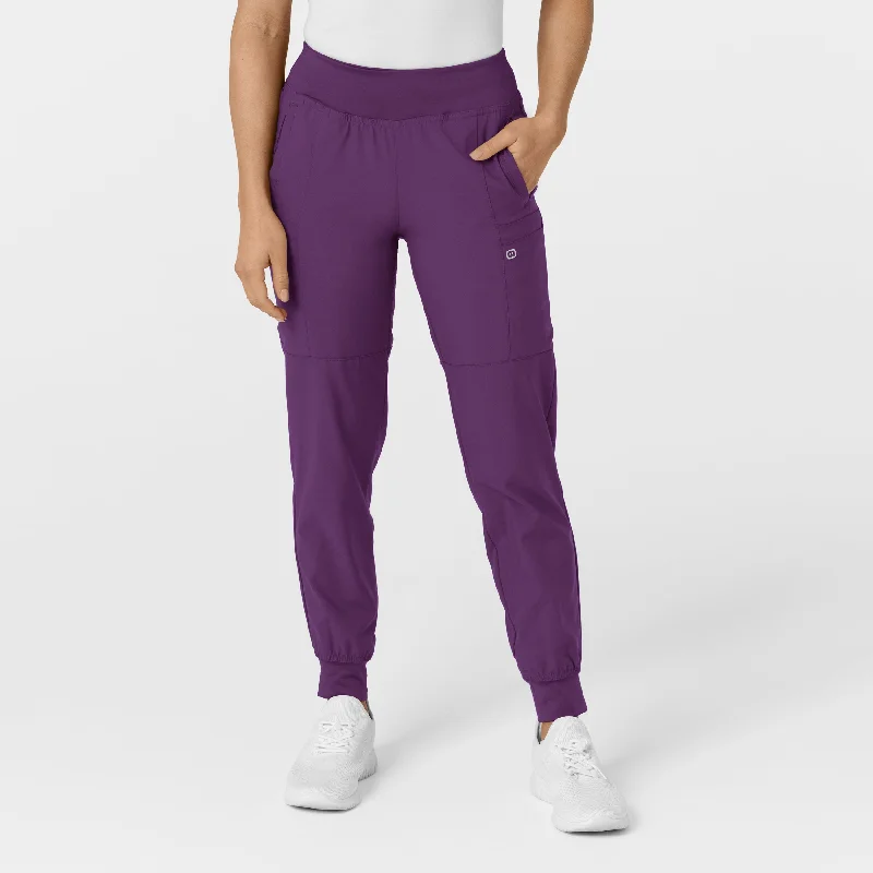 Chic & Cozy Apparel W123 Women's Comfort Waist Cargo Jogger Scrub Pant - Eggplant