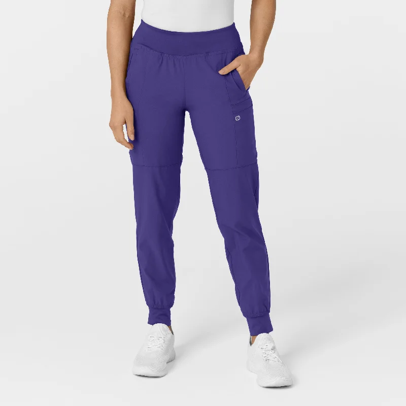 Winter Wardrobe Clearance W123 Women's Comfort Waist Cargo Jogger Scrub Pant - Grape