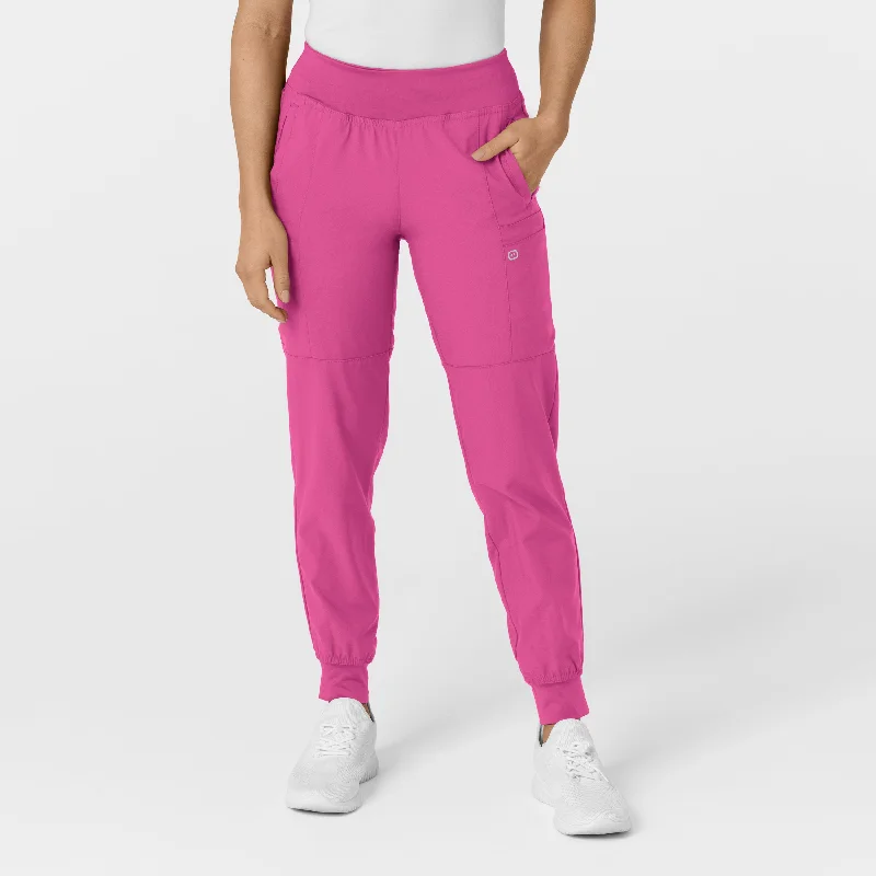 Clothing Sale W123 Women's Comfort Waist Cargo Jogger Scrub Pant - Hot Pink