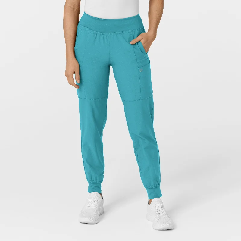 Women's Wedding Apparel W123 Women's Comfort Waist Cargo Jogger Scrub Pant - Teal Blue