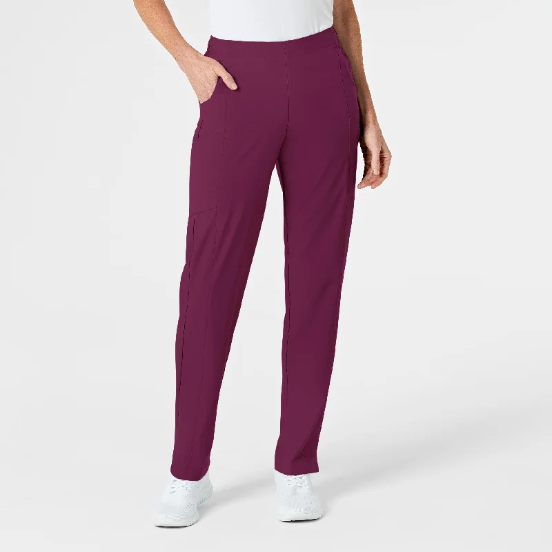 Women's Seasonal Garments W123 Women's Flat Front Cargo Scrub Pant - Wine