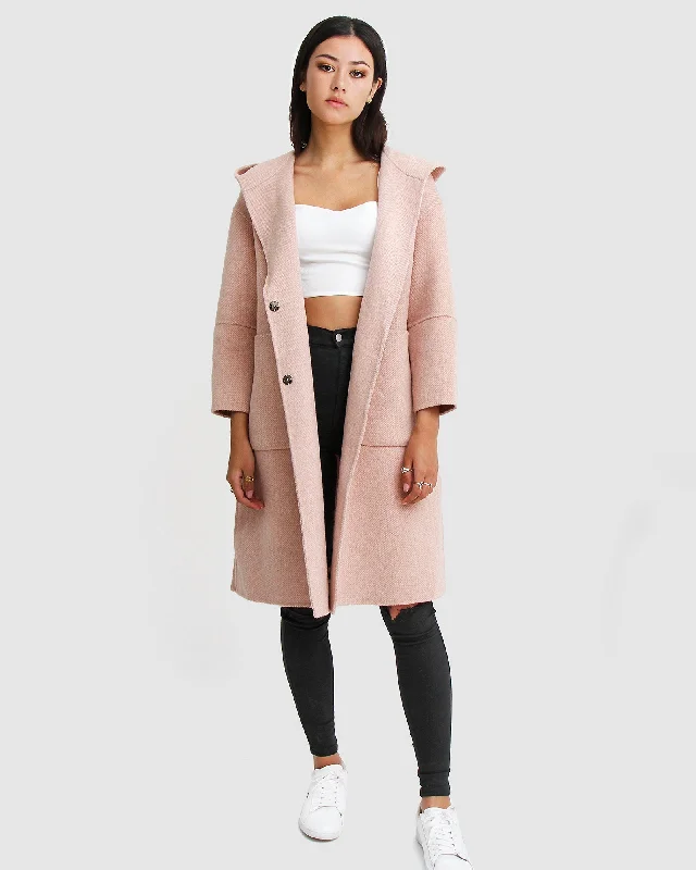 High Street Women's Fashion for Trendy Shoppers Walk This Way Wool Blend Oversized Coat - Blush Pink