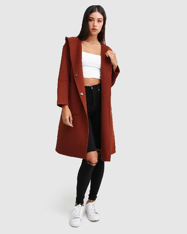 Modern Women's Fashion with Vintage Touches Walk This Way Wool Blend Oversized Coat - Caramel