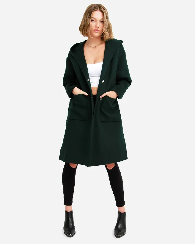 Women's Clothing for Every Occasion Walk This Way Wool Blend Oversized Coat  - Dark Green