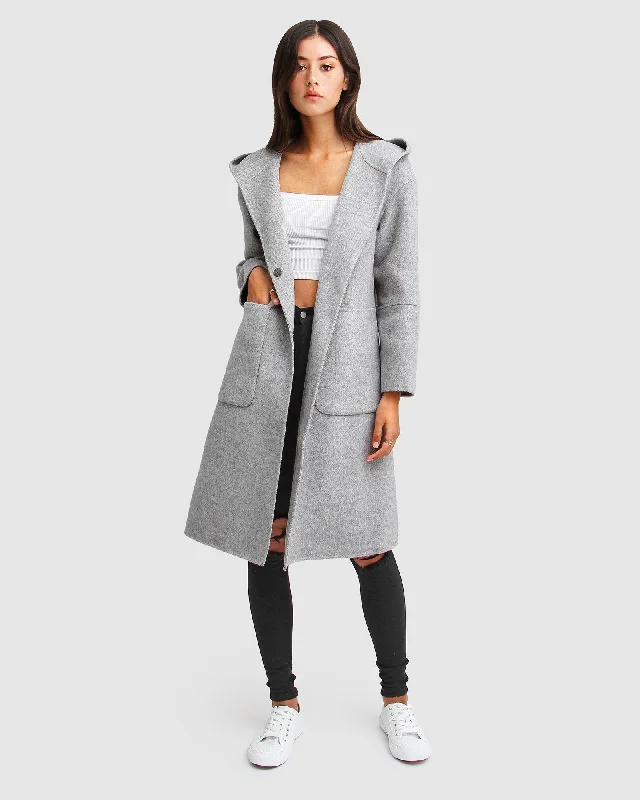 Seasonal Women's Fashion Trends Walk This Way Wool Blend Oversized Coat - Grey