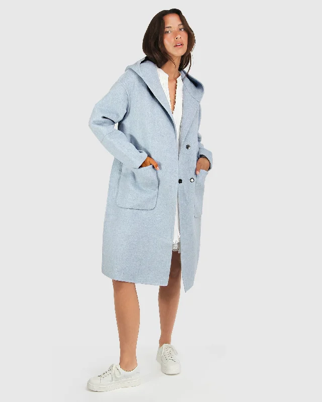 Comfy Women's Outfits for Daily Wear Walk This Way Wool Blend Oversized Coat - Light Blue