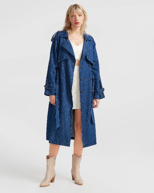 Women's Cozy Outfit For Lounging Wild Skies Denim Trench