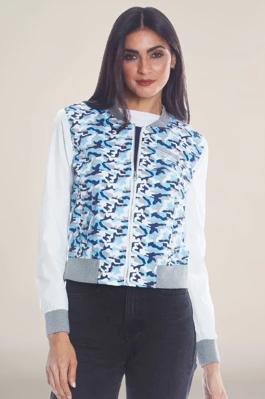 Women's Formal Event Attire Women's  Camouflage Baseball Jacket with Nylon Sleeves