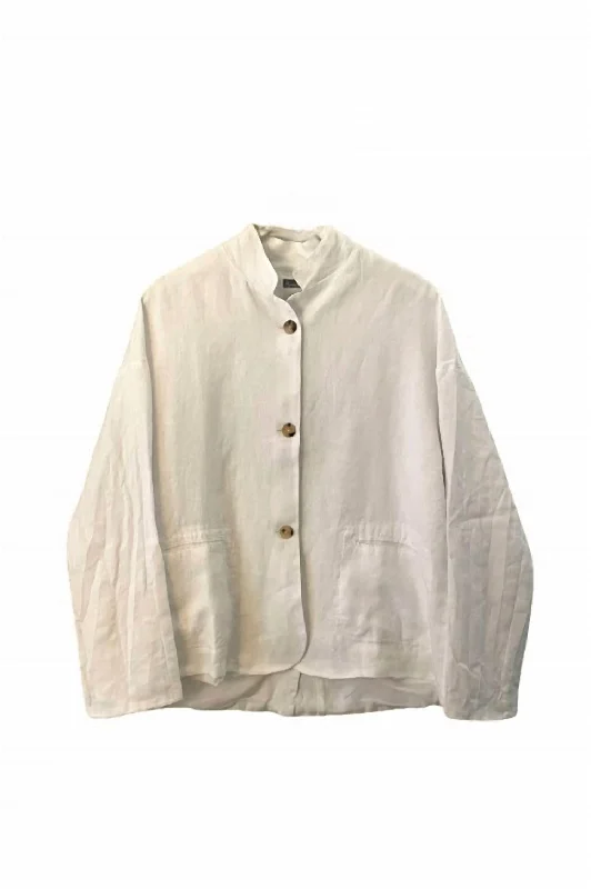 Women's Evening Wear for Special Occasions Women's Cotton And Linen Jacket In Optical White