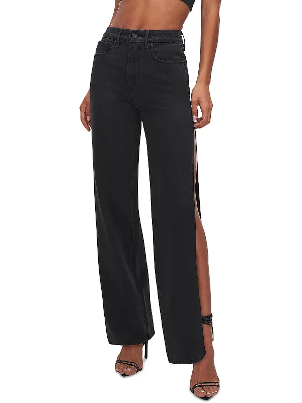 Season Sale Womens High Rise Side Slit High-Waist Jeans